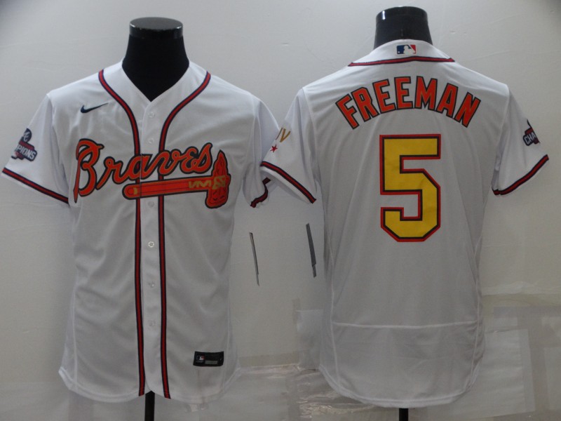 Men's Atlanta Braves Freedie Freeman #5 White Jersey Champion Edition